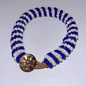 Tory Burch blue and white beaded bracelet